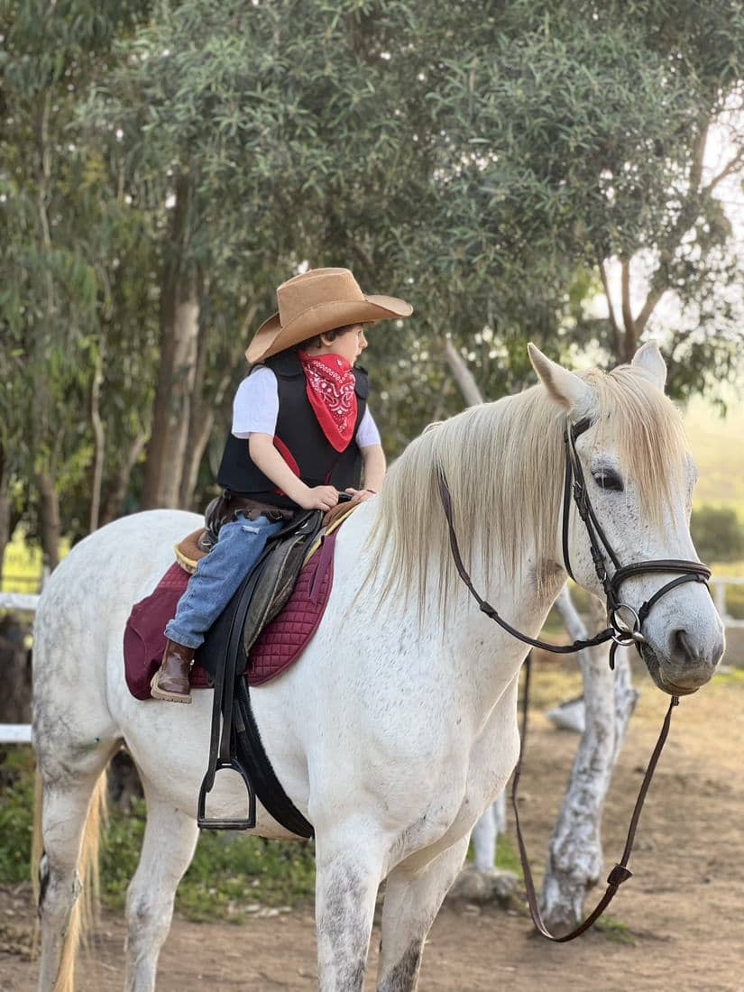 Enfants et familles à cheval, en tenue de cavalier